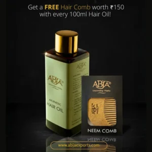 Abja Ayurvedic Hair Oil (100ml) + FREE Neem Wood Comb Worth ₹ 150